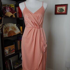 Strappy Pleated Midi Wrap Dress